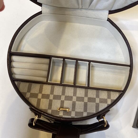 Bey-Berk Plaid Leather Neutral 2 Piece Jewelry Organizer Case NWOT Snap Close - Picture 7 of 16